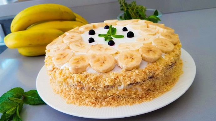 Банановый торт со сгущенкой «Воздушный»