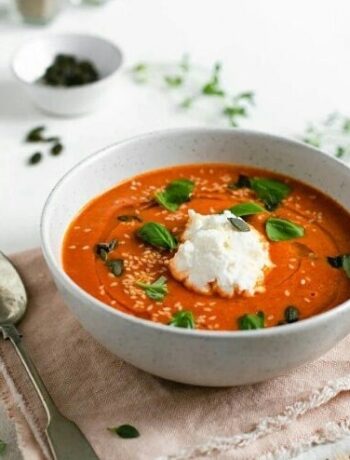 Крем-суп из запечённых помидор и перца