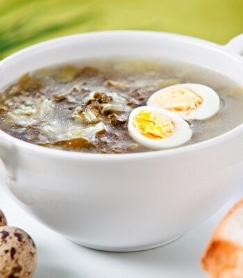 Суп из щавеля с перепелиными яйцами (Холодный)