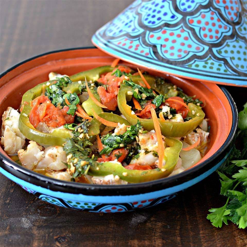 Рыбный тажин с овощами по-мароккански