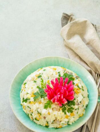 Салат с рисом и грибами