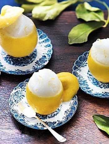 Мятно-имбирный лёд в лимонных чашах