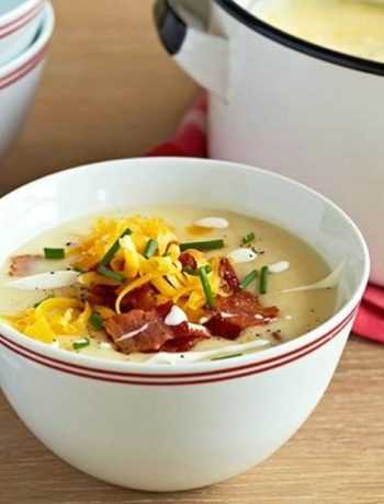 Суп из печёного картофеля с беконом