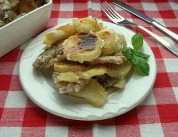Картофельная запеканка с мясом в духовке пошаговый