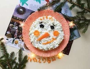 Салат снеговик с курицейрецепт с фото