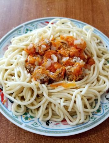 Сочные спагетти со свиным фаршем