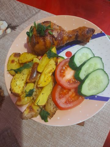 Картофель по-деревенски с курицей в маринаде – пошаговый рецепт
