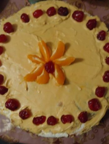 Бисквитный торт с кремом из вареной сгущенка – пошаговый рецепт