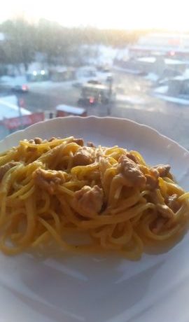 Спагетти с кусочками бекона – пошаговый рецепт