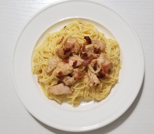 Сытные спагетти карбонара с куриным мясом