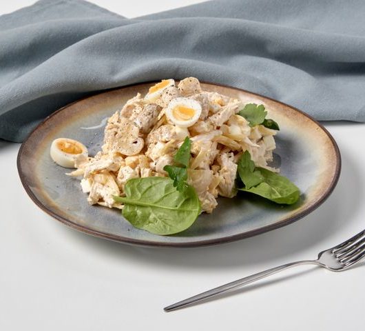Салат из филе индейки с маринованными шампиньонами – пошаговый рецепт