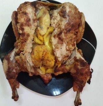 Запеченая курица с яблоками и хурмой – пошаговый рецепт