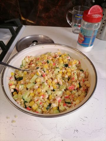 Крабовый салат с булгуром – пошаговый рецепт