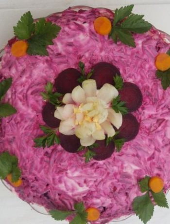 Слоеный салат с тыквой и сельдью – пошаговый рецепт