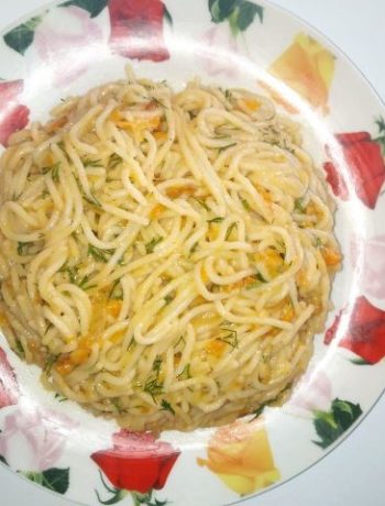 Спагетти с поджаркой из овощей
